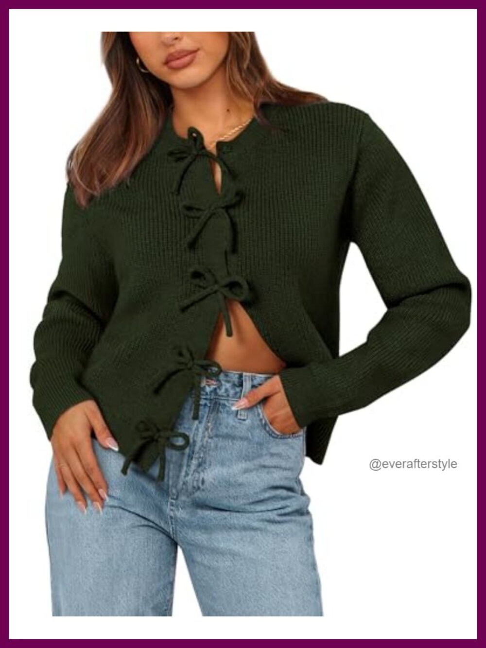 BTFBM Bow Cardigan Women Long Sleeve Cropped Knit Sweater Snap